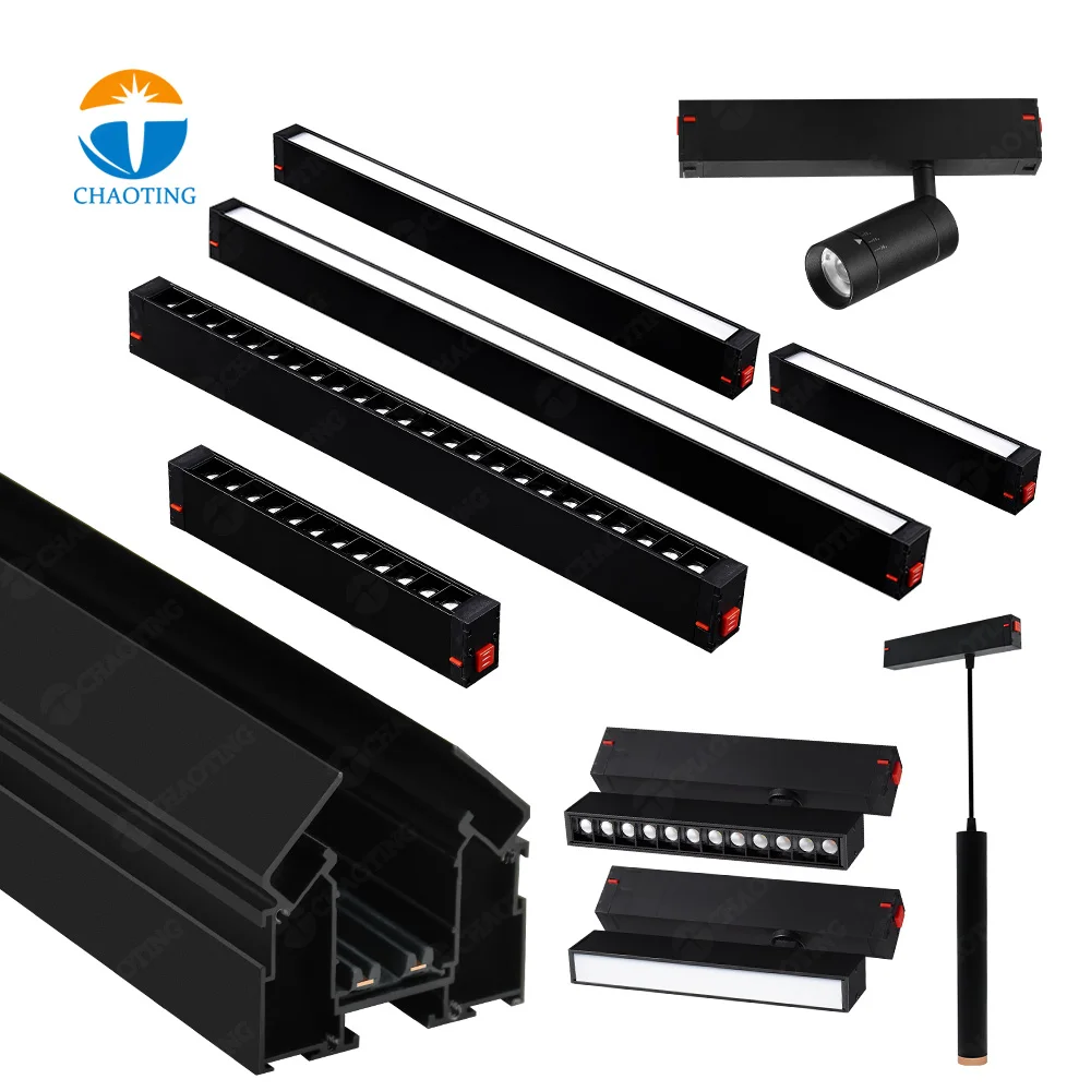Smart 220V Stretch Ceil Tracklights Aluminum Commercial LED Magnetic Track Rail Light Profile System For Uk Russia Stretch Ceil