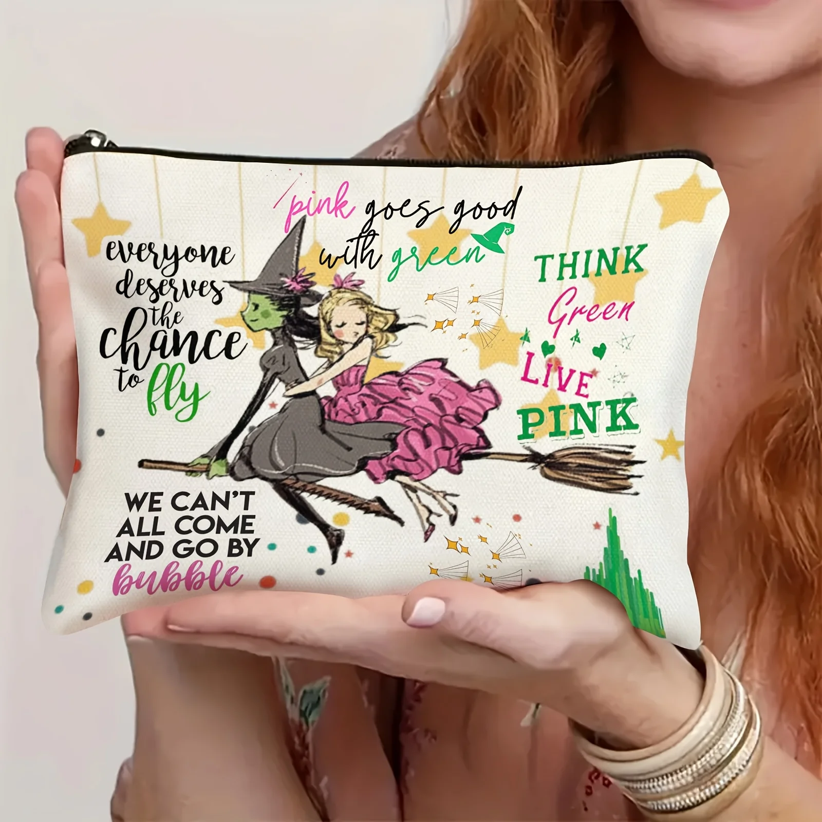 A Evil Witch Makeup Bag - Cute Multifunctional Zipper Pouch for Women, Jewelry Storage Bag
