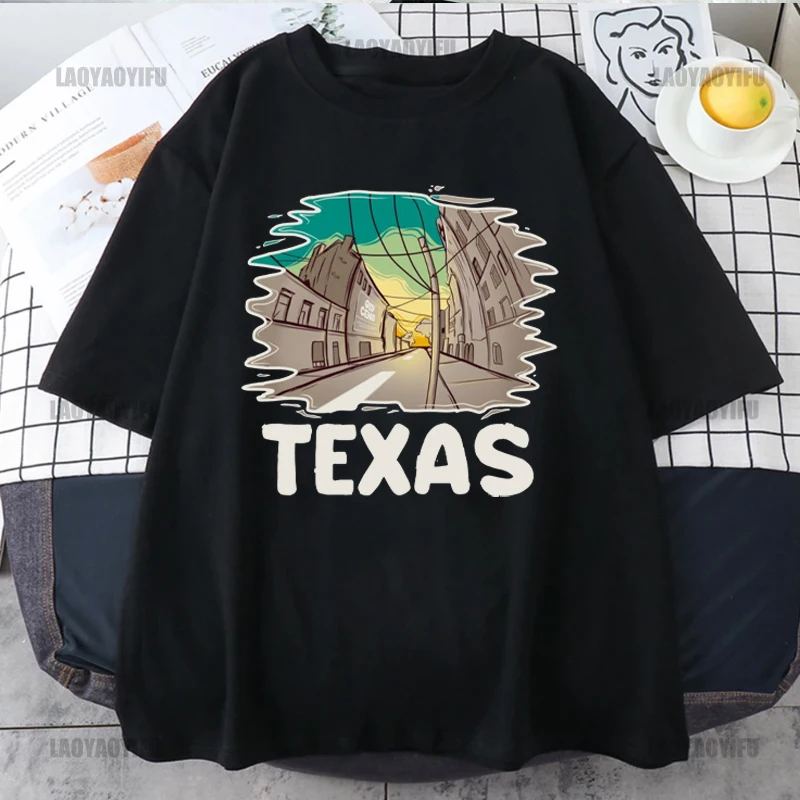 

Texas Printing Shirt Summer Casual Men's T-Shirt Street Fashion Short Sleeve Clothing Streetwear Hip Hop Cotton