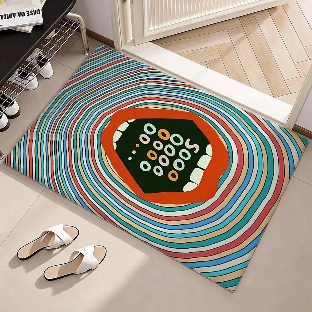 Psychedelic Pop Art Mouth Print Floor Mat Soft Flannel Non-Slip Door Mat - Thickened Rug for Living Room Home Decor