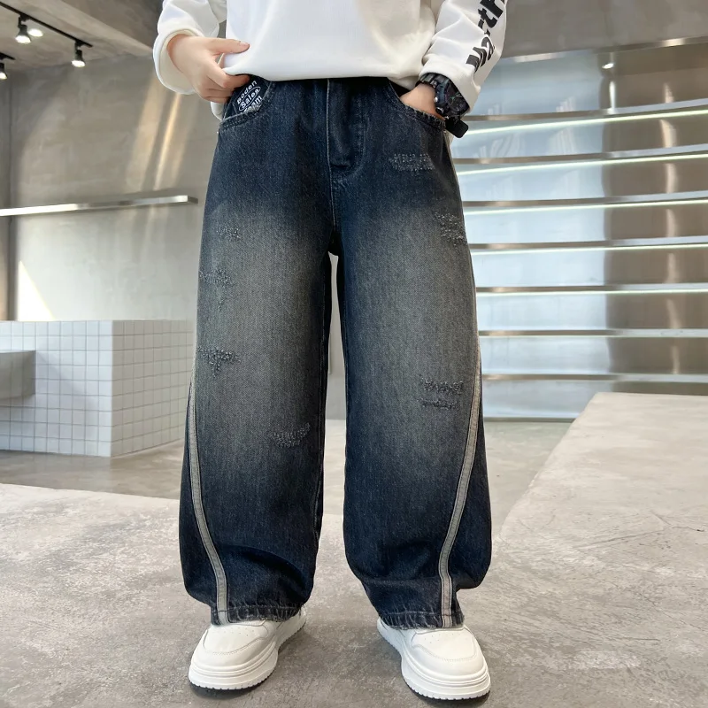 سراويل الأولاد في الربيع والخريف، في منتصف العمر ومتوسطي العمر، جينز للأولاد، وسيم ومتعدد الاستخدامات، سراويل للأولاد، كاجوال