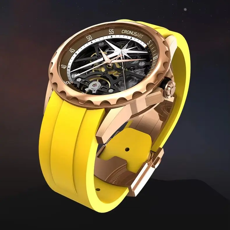 

Мужские автоматические часы CRONUSART, 41 мм, механические наручные часы, светящийся сапфировый зеркальный циферблат-скелетон