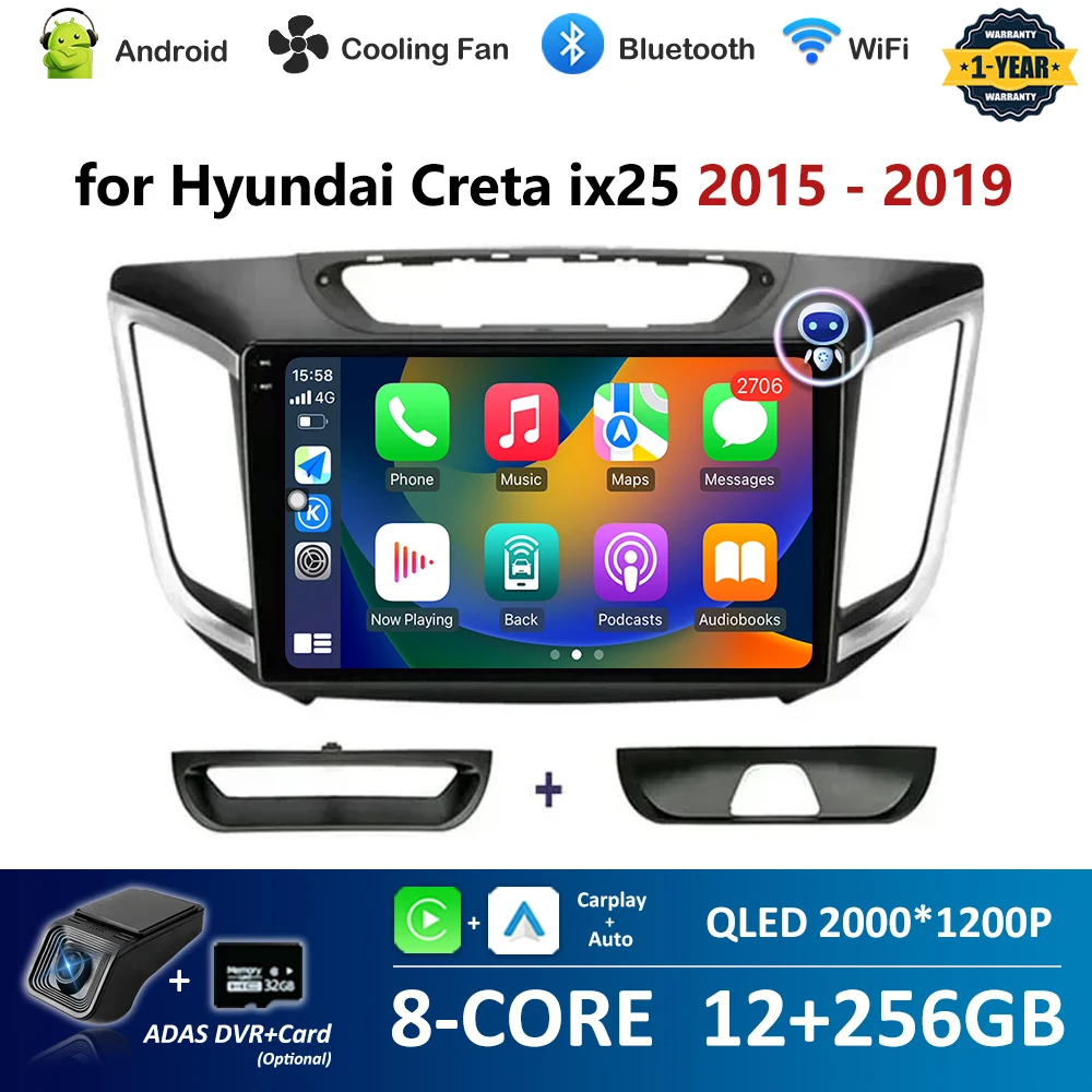 10 '' for Hyundai Creta ix25 2015 - 2019 Car Android Intelligent System DSP Stereo 4G Navi GPS WiFi IPS Touch Screen Bluetooth