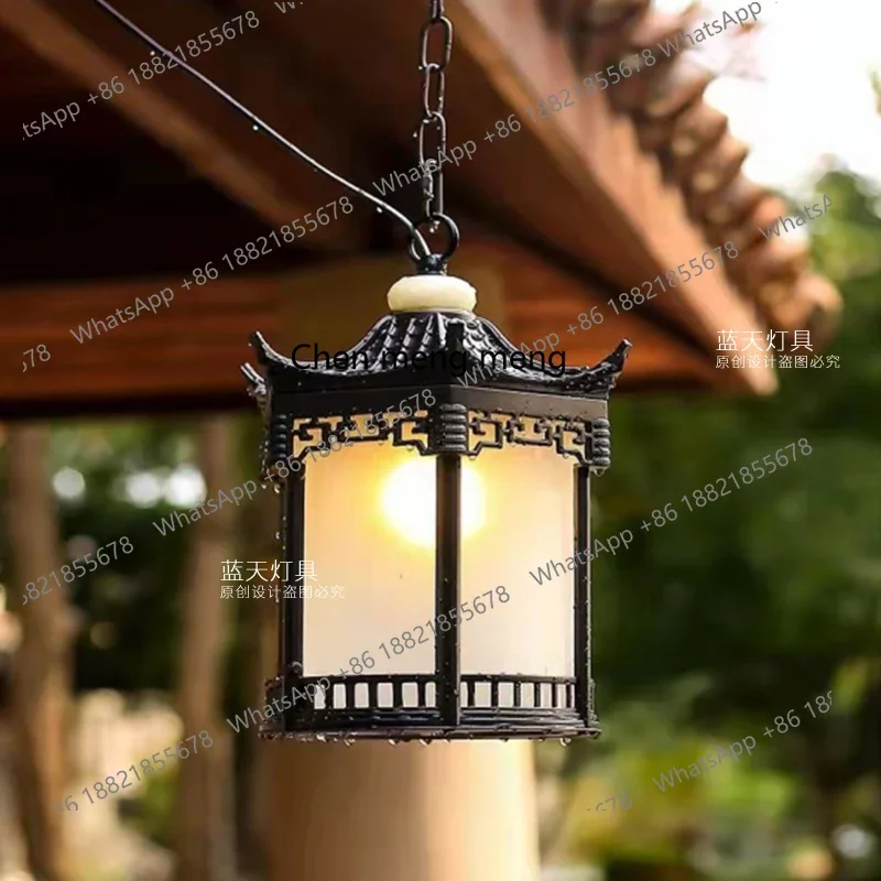 New arrive Chinese pavilion chandelier antique courtyard outdoor waterproof promenade aisle retro corridor balcony light