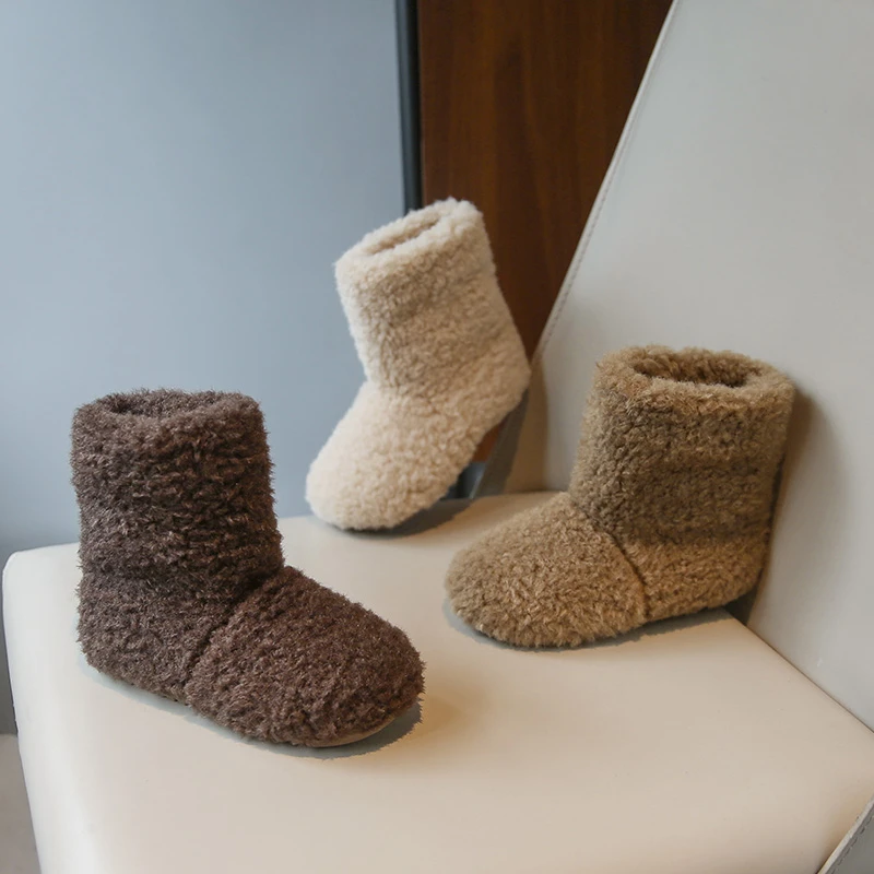 

Girls Princess Boots Suede Warm Versatile Kids Fashion Boot Korean Style Casual 2025 Winter Children Ankle Boots Sweet Elegant