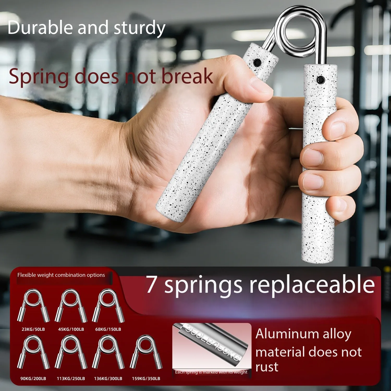 Aluminum alloy anti-slip handgrip, multi-level professional hand strength training, anti-break spring handgrip, ergonomic palm-s