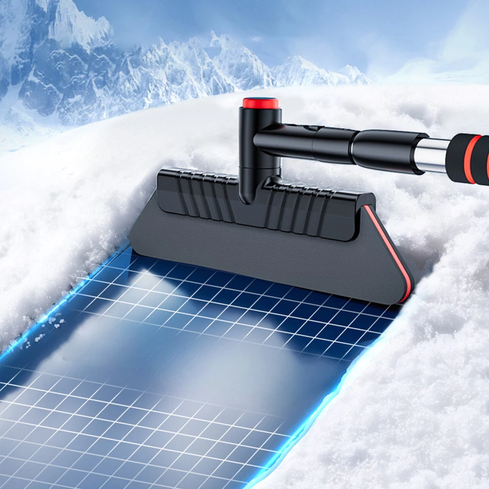 

Скребок для снега 2-в-1 с эргономичной ручкой, выдвижной, для удаления льда с лобового стекла, щетка для размораживания, автомобильные аксессуары