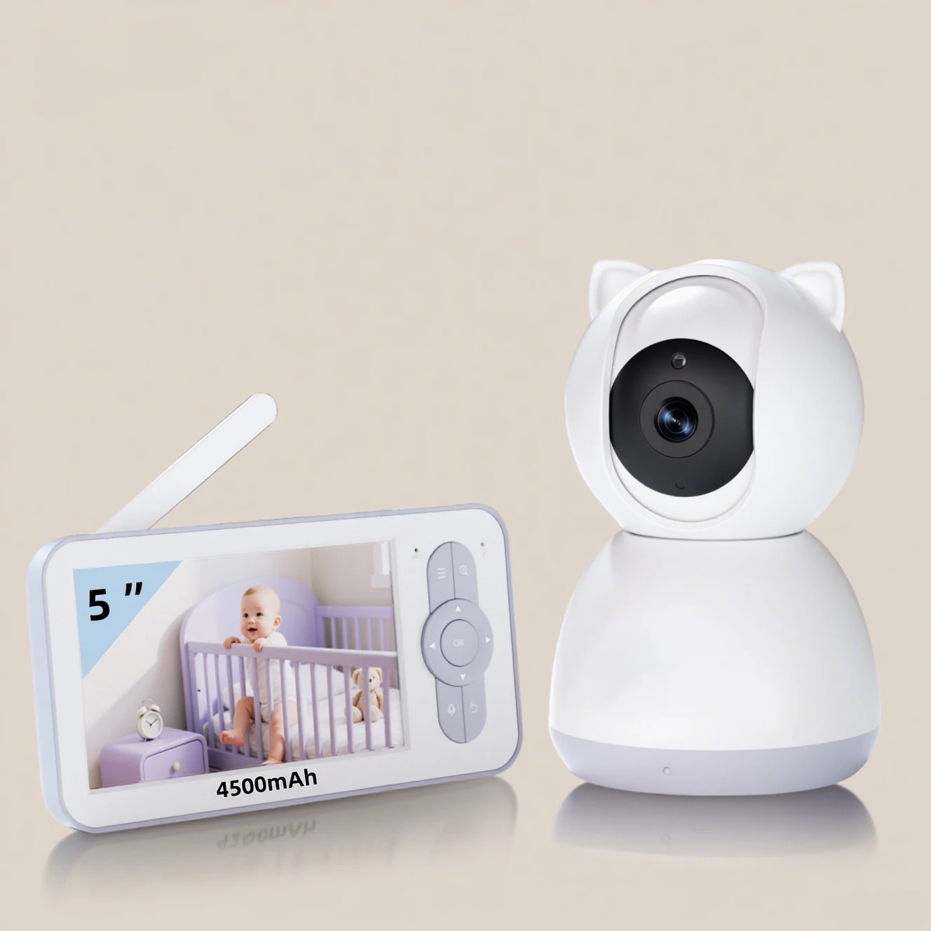 Two-Way Audio Temperature Detection Lullaby Feeding Reminder Motion Detection Night Vision Smart Baby