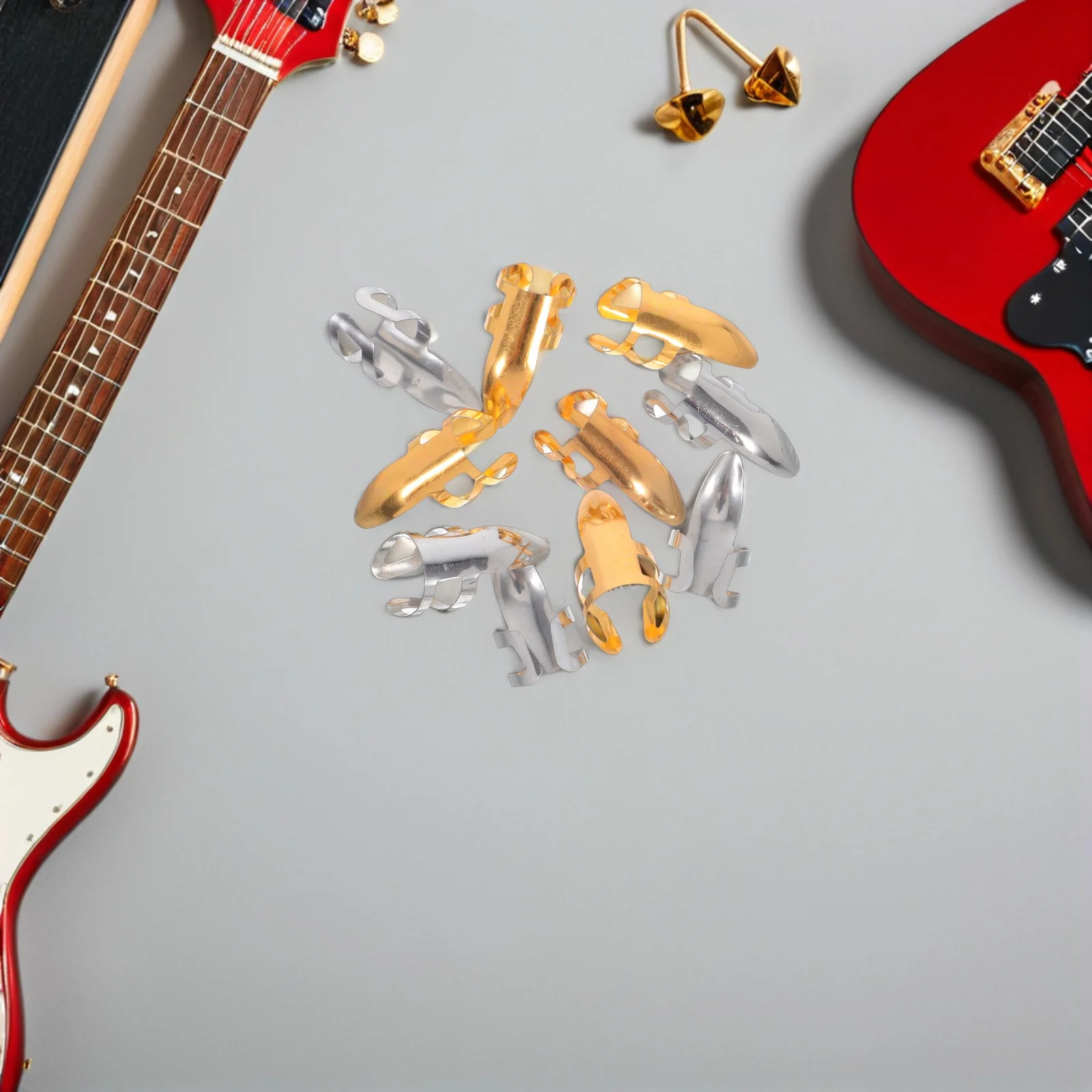 

10pcs Adjustable Guitar Finger Picks Stainless Steel Thumb Picks Guitar Accessories For Electric Acoustic Bass Banjo Players