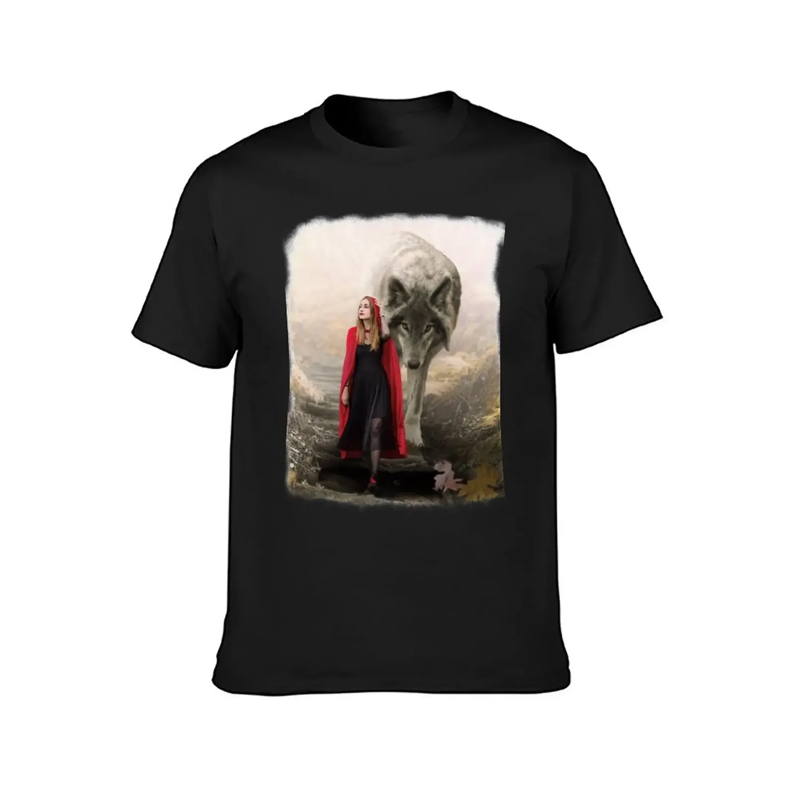 Little Red Riding Hood Alone With A Wolf Music Vintage T-Shirt quick-drying graphic tee shirt vintage luxury clothes men