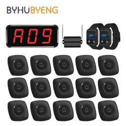 BYHUBYENG Wireless Calling System Watch Pager +Display +Waterproof Call Bell Button Restaurant Waiter Pager for Cafe Bar Hookah