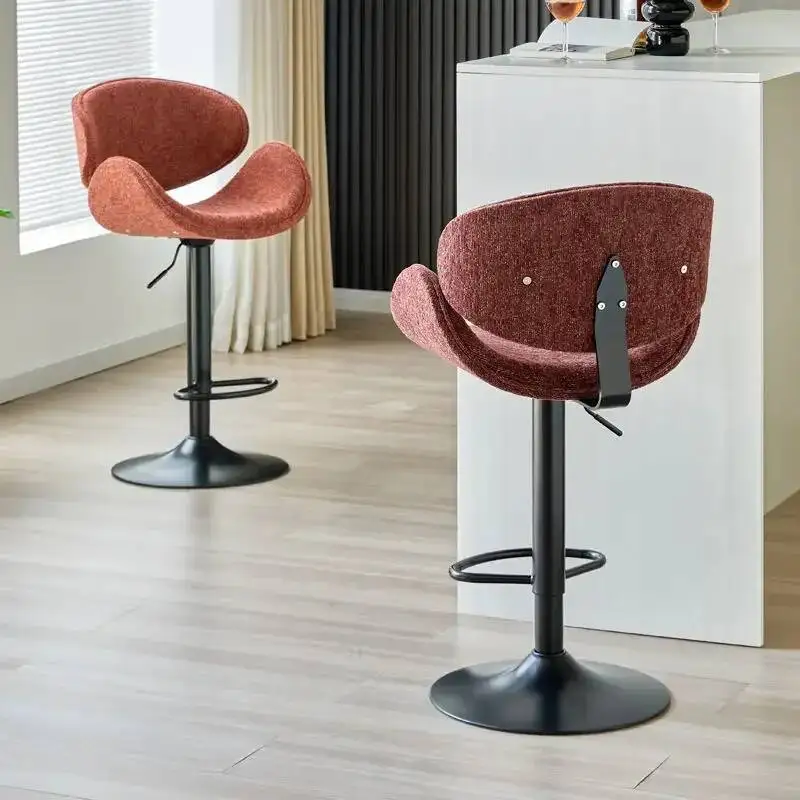 Nordic Home Backrest Swivel Chair Modern Simple Light Luxury High Stool Bar Chairs Lift Solid Wood Comfortable Bar Chairs