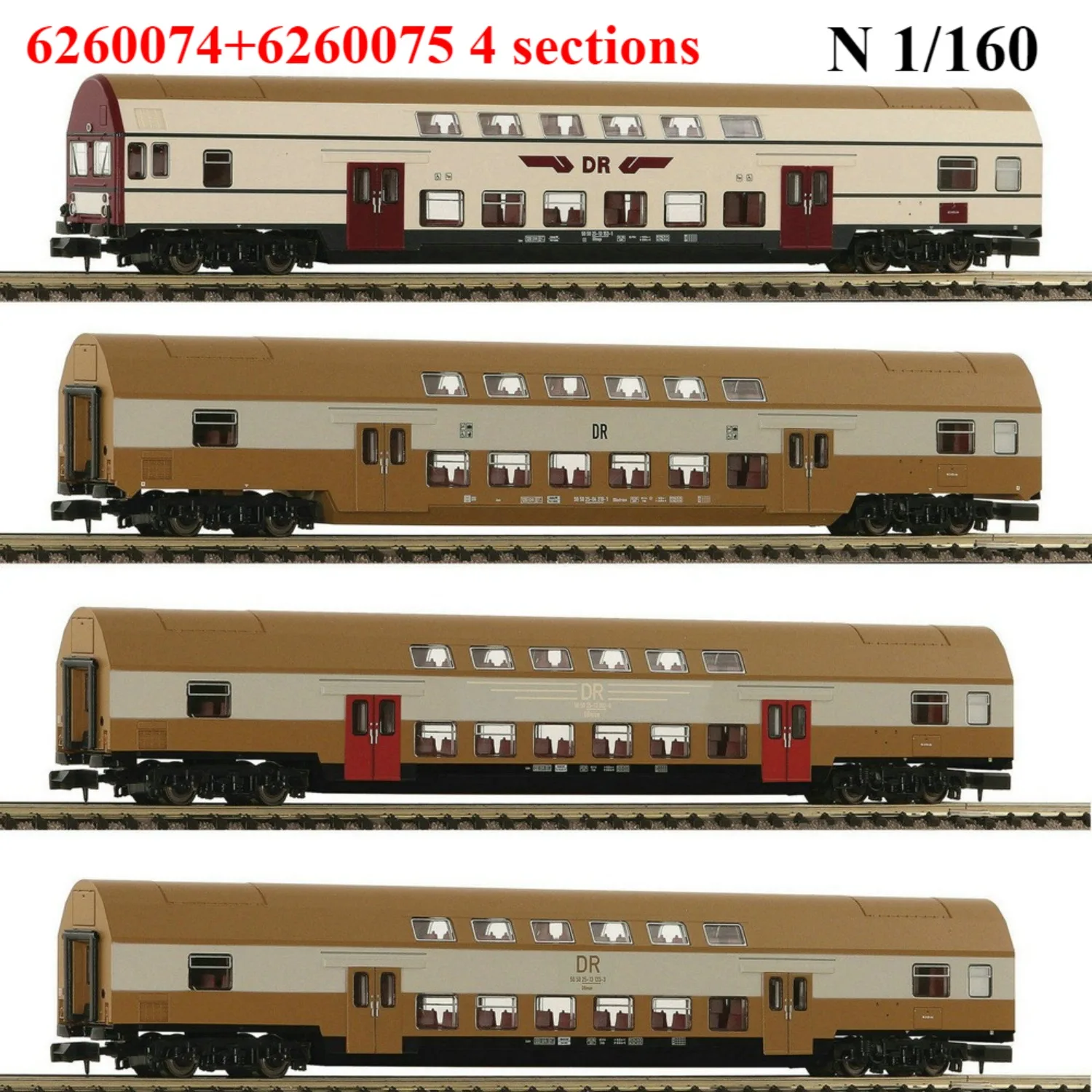 

FLEISCHMANN N 1/160 Train Model Dbmue-type Double-decker Passenger Car 6260074+6260075 4-carriage Model Train Boy's Toy Gift