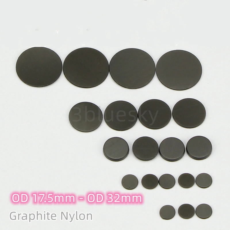 

Custom 100pcs Graphite Nylon Flat Washers OD 17.5 - OD 32mm Precision Spacers Lubricating Heat Resistance Wear-Resistant Black