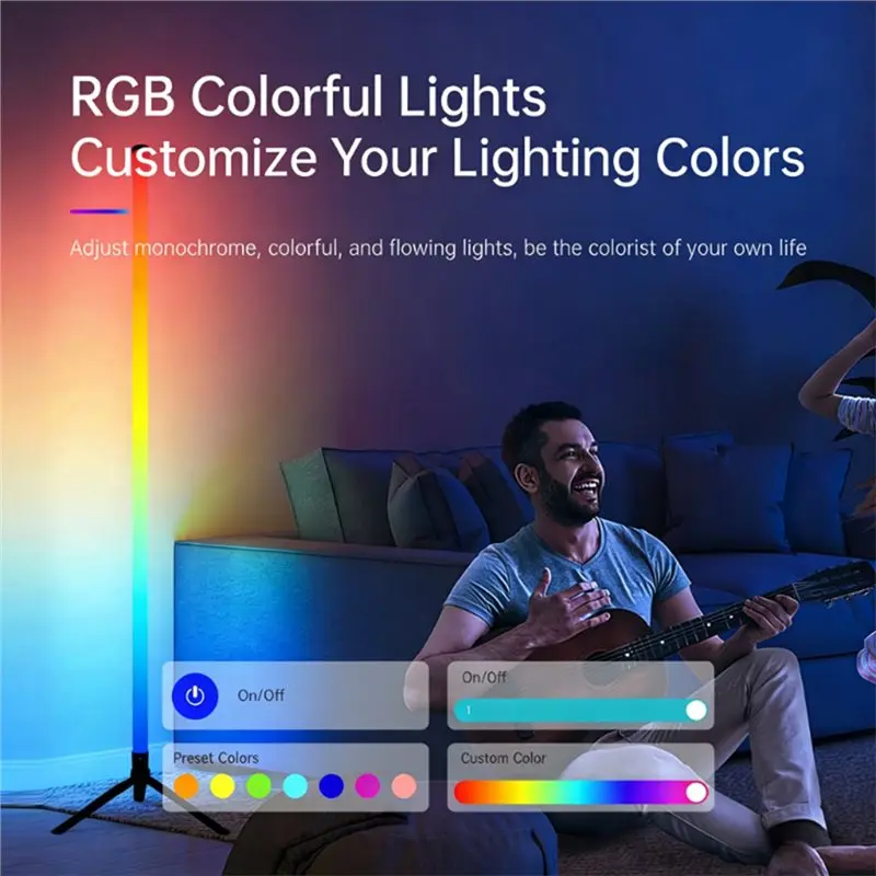 BHTS-120CM LED RGB Floor Lamp Bar Sound Pickup Ambient Light