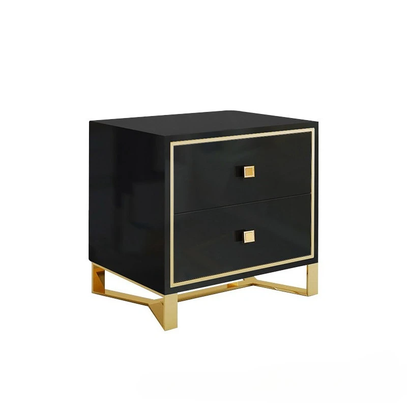 

Modern, solid wood bedside table model room, stainless steel