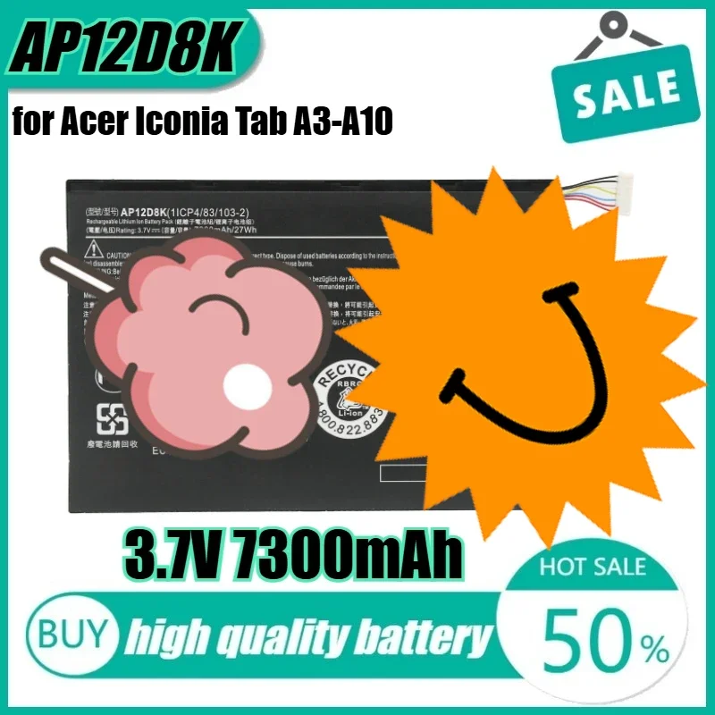 

3,7 В, 27 Втч, 7300 мАч, AP12D8K, аккумулятор для ноутбука Acer Iconia Tab A3-A10 A3-A11 W510 W510P