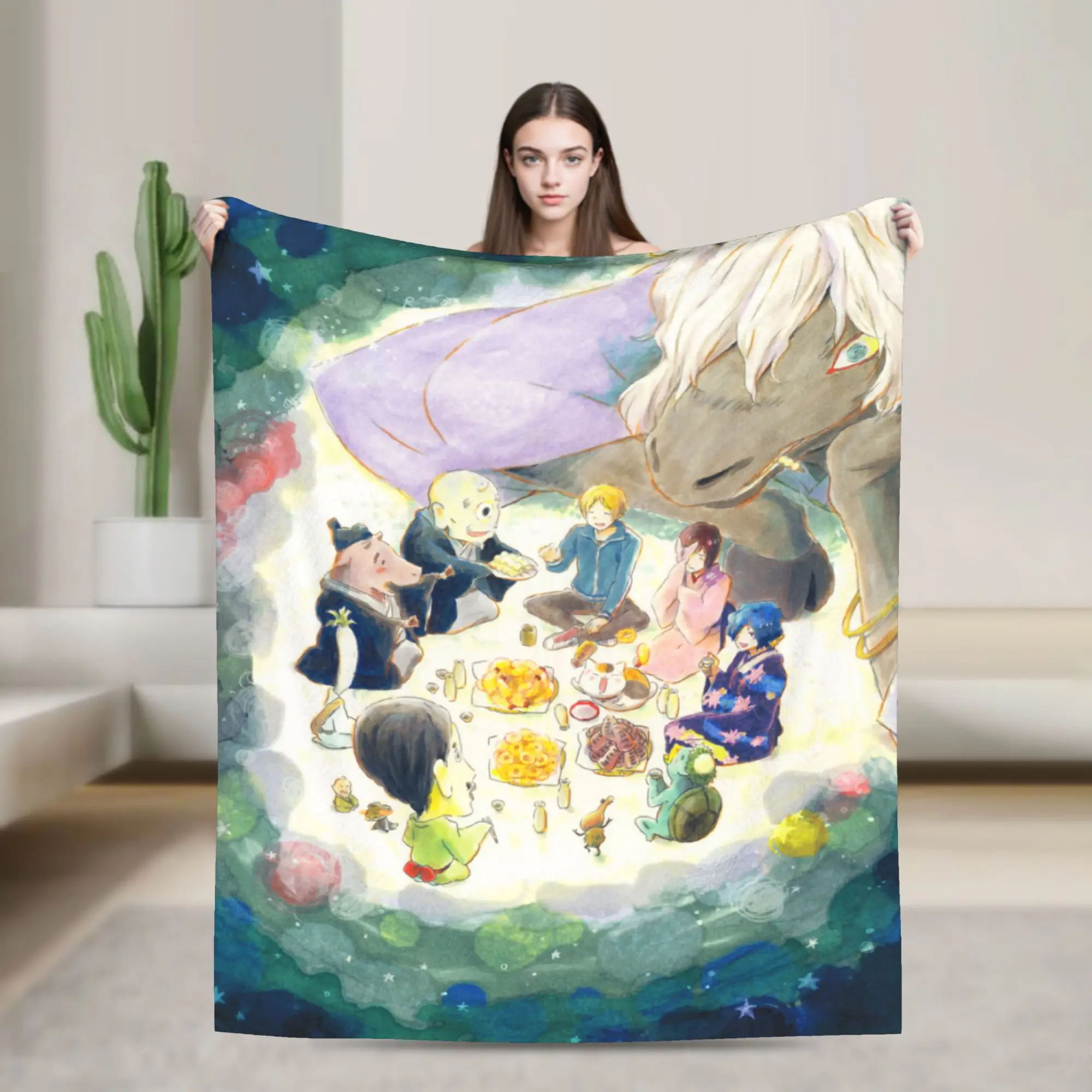 anime N-Book Friends N-Natsume Blanket  Super Warm Aesthetic Plush Throw Blanket For Home Decor Flannel Bedspread Bed Cover
