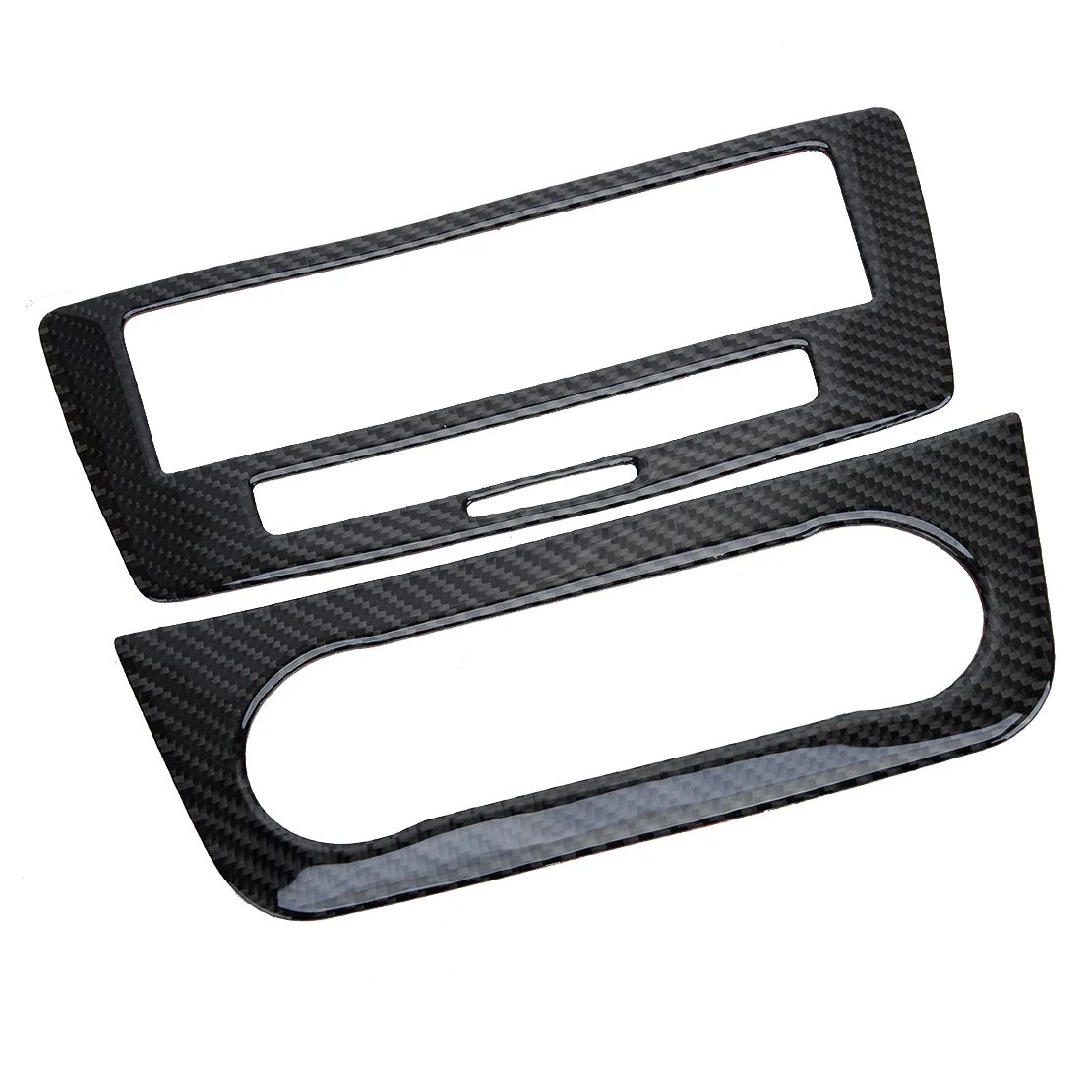 2Pcs/set Car Center Console CD Panel Cover Trim Fit for Mercedes-Benz GLE W166 2015 2016 2017 2018 2019 Black Carbon Fiber