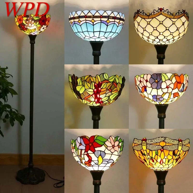 

WPD Tiffany Floor Lamp American Retro Living Room Bedroom Lamp Country Stained Glass Floor Lamp