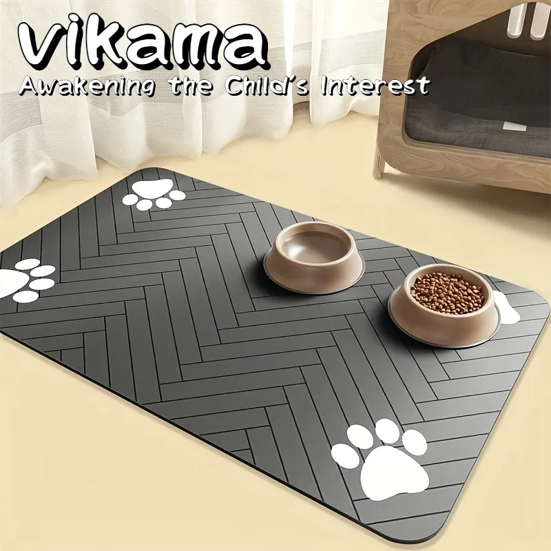 VIKAMA Washable Pet Feeding Mat, Non-slip Silicone Diatomaceous Earth Absorbent Mat, Quick Drying for Cats and Dogs mat