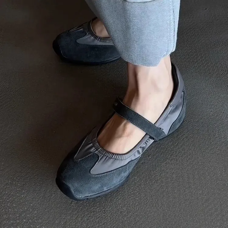 جلد رياضي مع ارتفاع متزايد الفم الضحل حذاء واحد نعل سميك نمط الباليه أحذية رقص الجاز أحذية النساء العصرية