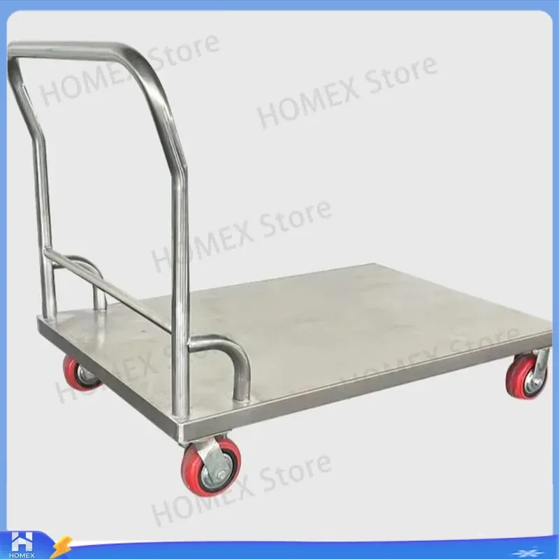 Stainless Steel Flatbed Trolley Heavy Duty Hand Truck Warehouse Cart Platform Dolly Folding Utility Wagon for Home Office