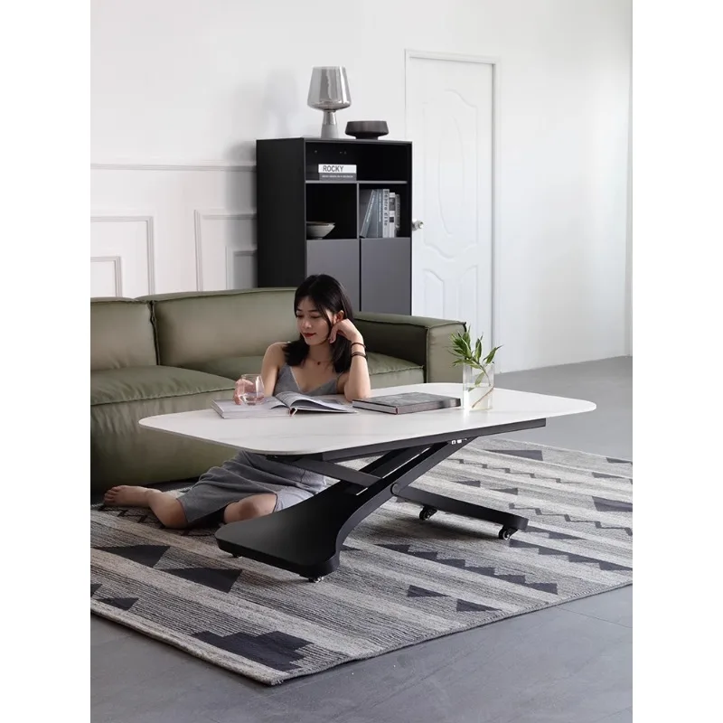 

Italian rock slab lifting coffee table, living room, household, instant dining table, small unit, dual-purpose, movable