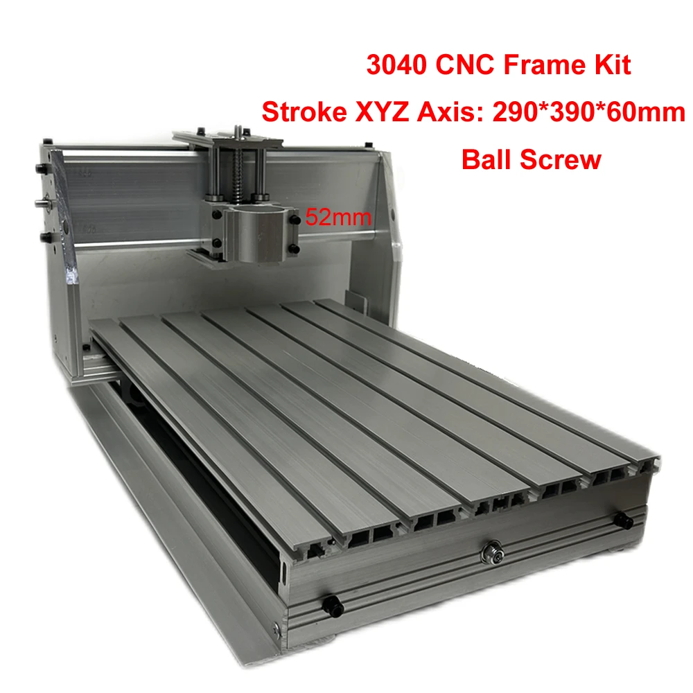 Aluminum CNC Frame Kit 3040 Ball Screw DIY Wood Router Engraving Milling Machine Rack 52mm Spindle Bracket Stroke 290x390x60mm