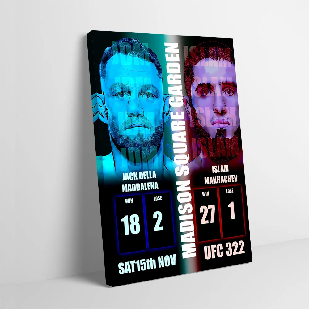 322 Fight : Della Maddalena Vs. Makhachev Poster Customizable Printed Canvas Painting for Pictures Wall Art Home Decorations