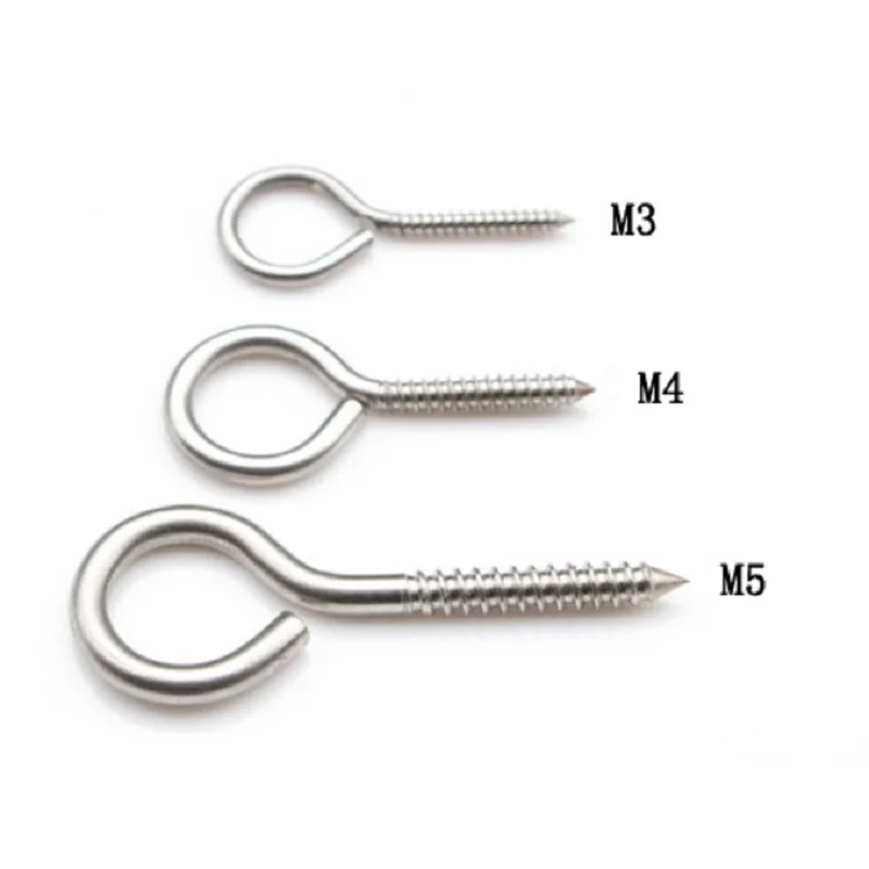 Tornillo de gancho de ojo de acero inoxidable 304, tornillo de ojo de retraso autorroscante, gancho de tornillo de ojo