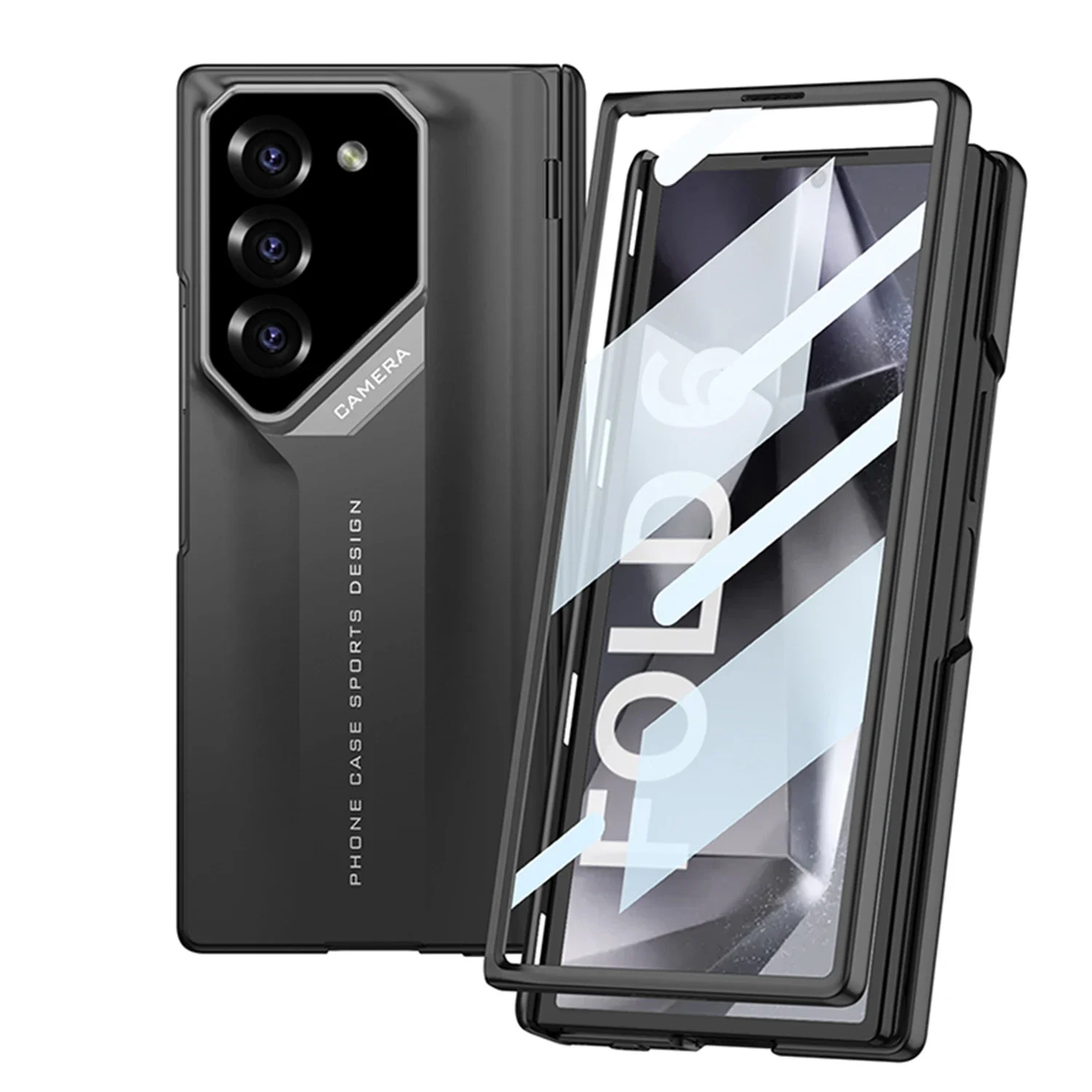 

For Samsung Galaxy Z Fold 6 Case Skin Friendly Matte Magnetic Folding Hinge With Tempered Film Shockproof Hard Cover Accessories