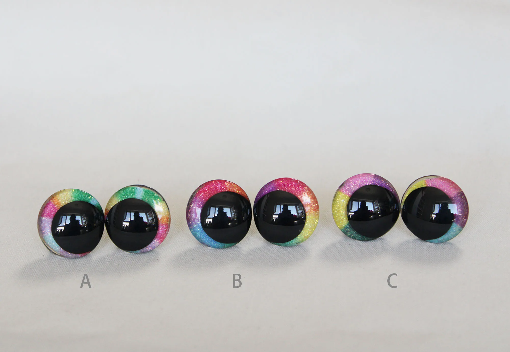 NEW  10PCSt  25mm 30mm new comical 3D RAINBOW glitter toy eyes funnny doll eyes With washer 19colors option