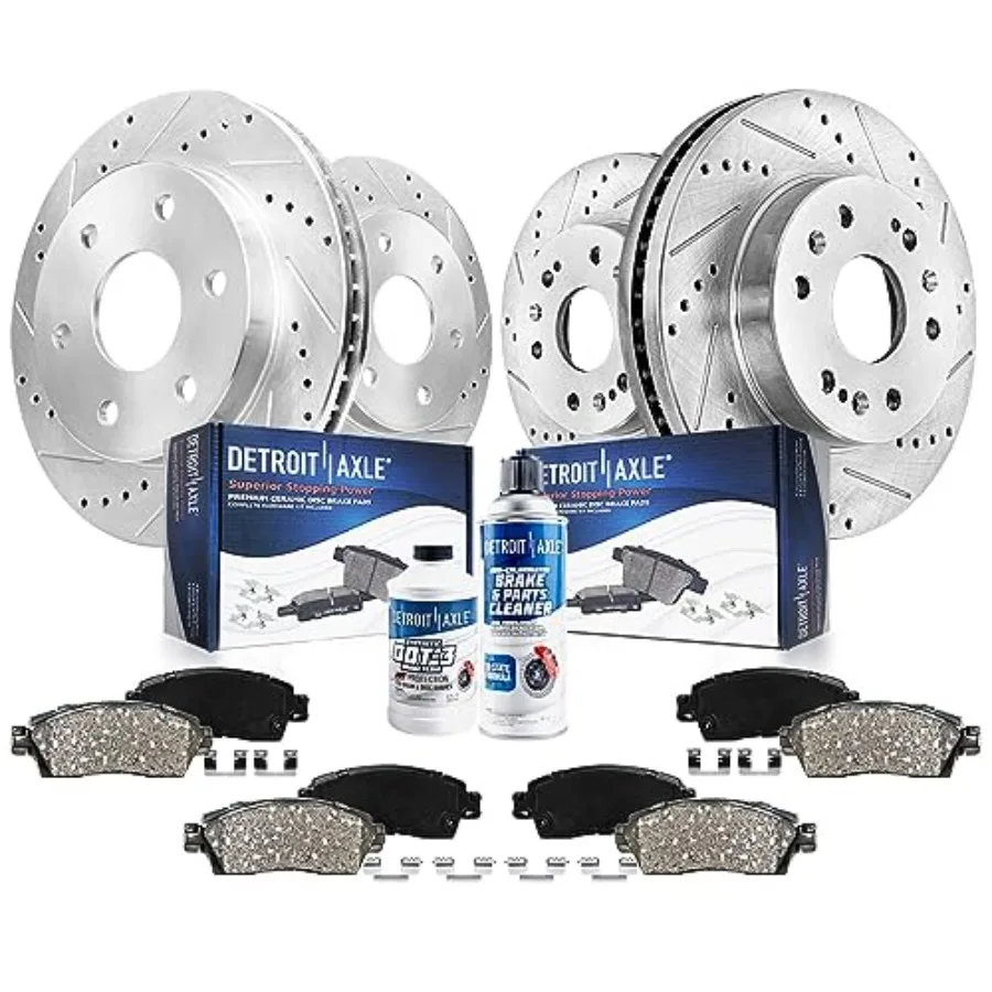 

Detroit Axle Brake Kit for GMC Chevy Silverado Sierra Suburban 1500 Yukon Escalade Tahoe Drilled Slotted Rotors Ceramic Brake P