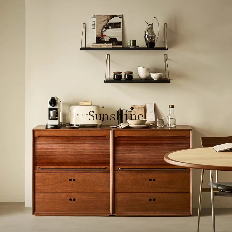Retractable retro solid wood home storage storage side cabinet Z  FT