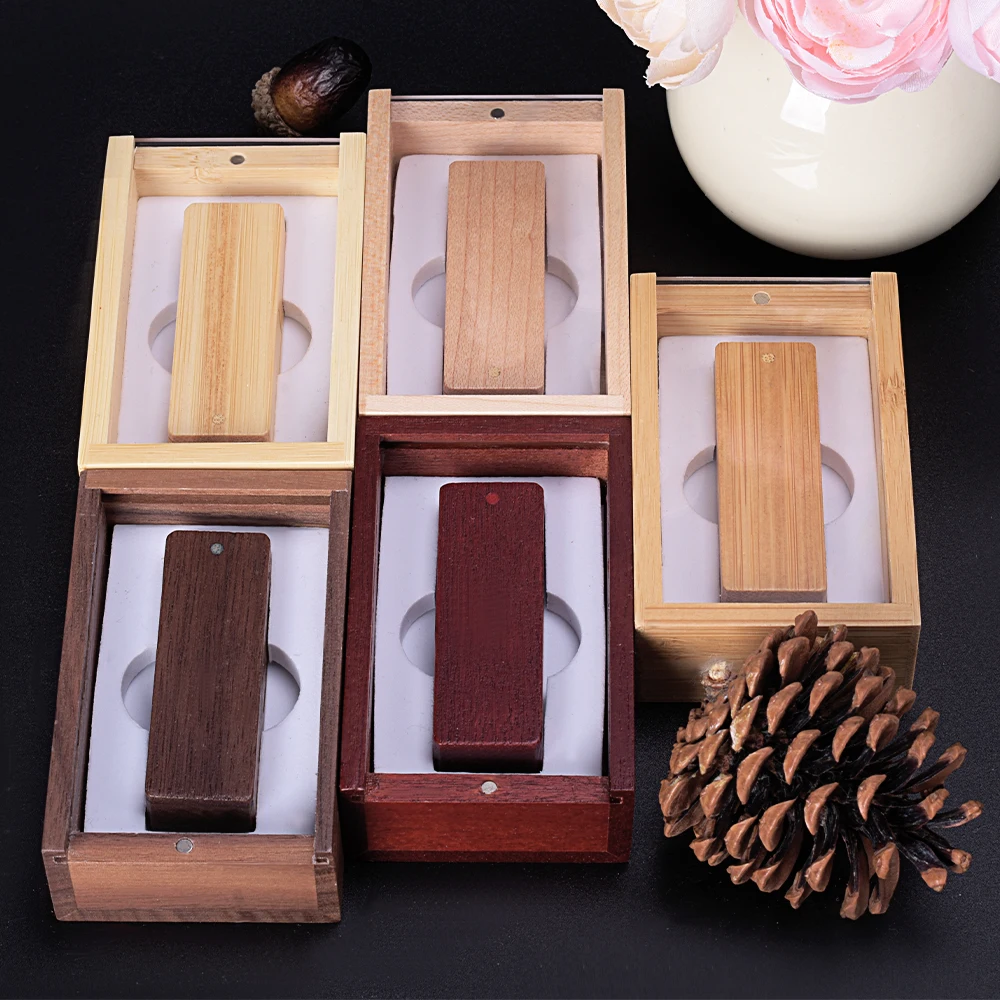 USB3.0 Rotatable USB Flash Drive 128GB Free Custom Logo Pen Drive 64GB Transparent Lid Box Memory Stick Creative Gift Pendrive