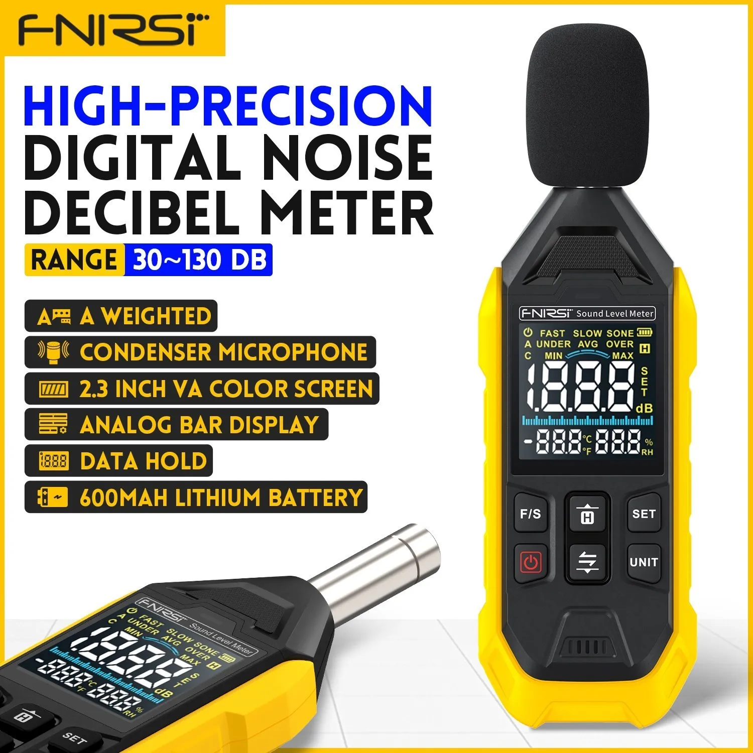 FNIRSI FDM01 Digital Sound Level Meter Audio Level Meter  Sound Meter Decibelimetro 30-130dB Decibel Meter Portable Noise Meter