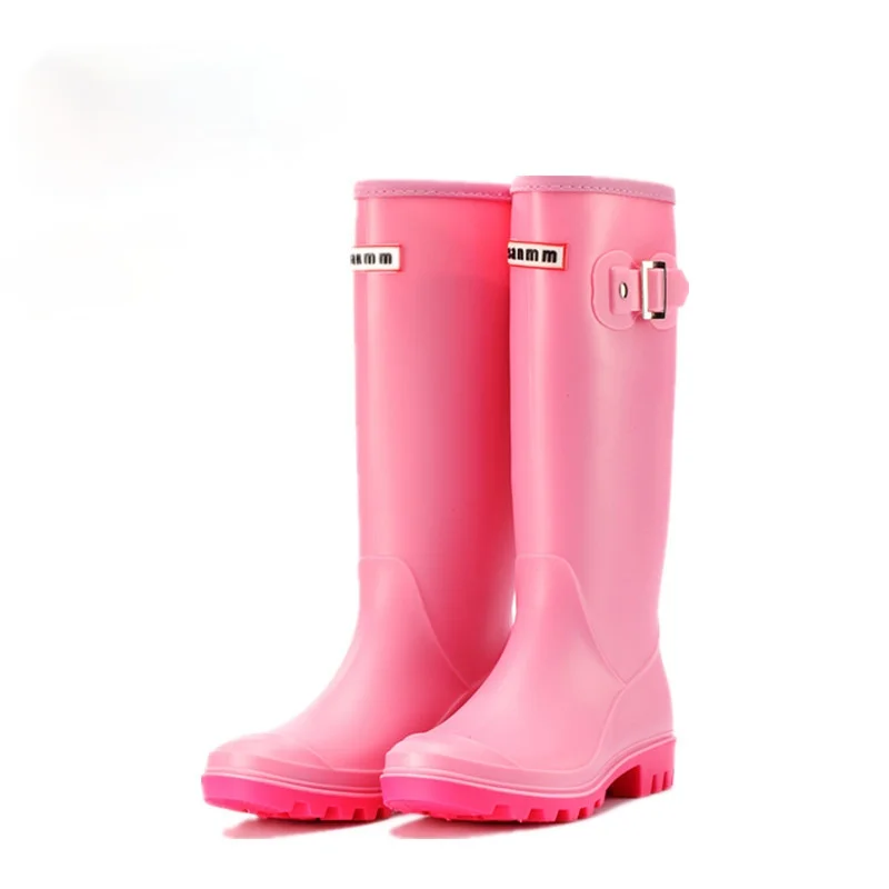 Candy Color Rain Boots Shoes Female Knee-high Rainboots Waterproof PVC Rubber Water Shoes Outdoors Farming Boots