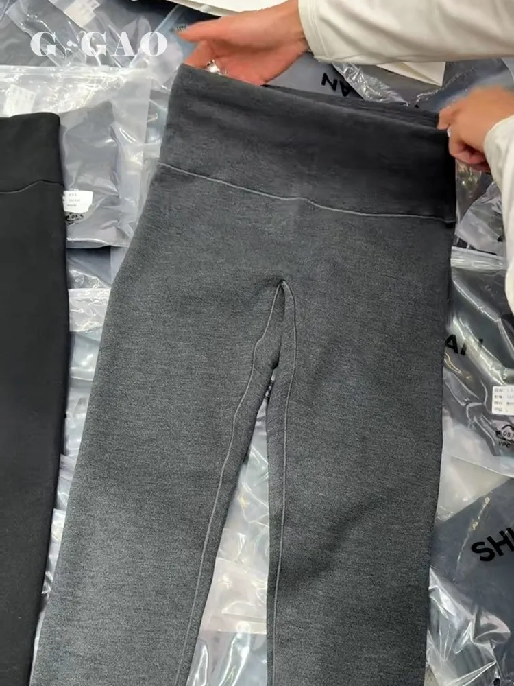 กางเกงโยคะเอวสูง GGAO Poem Lan บุซับใน อุ่นสบาย ทรงบ็อกเซอร์ ผ้าฝ้ายลำลอง ความยาวเก้าส่วน