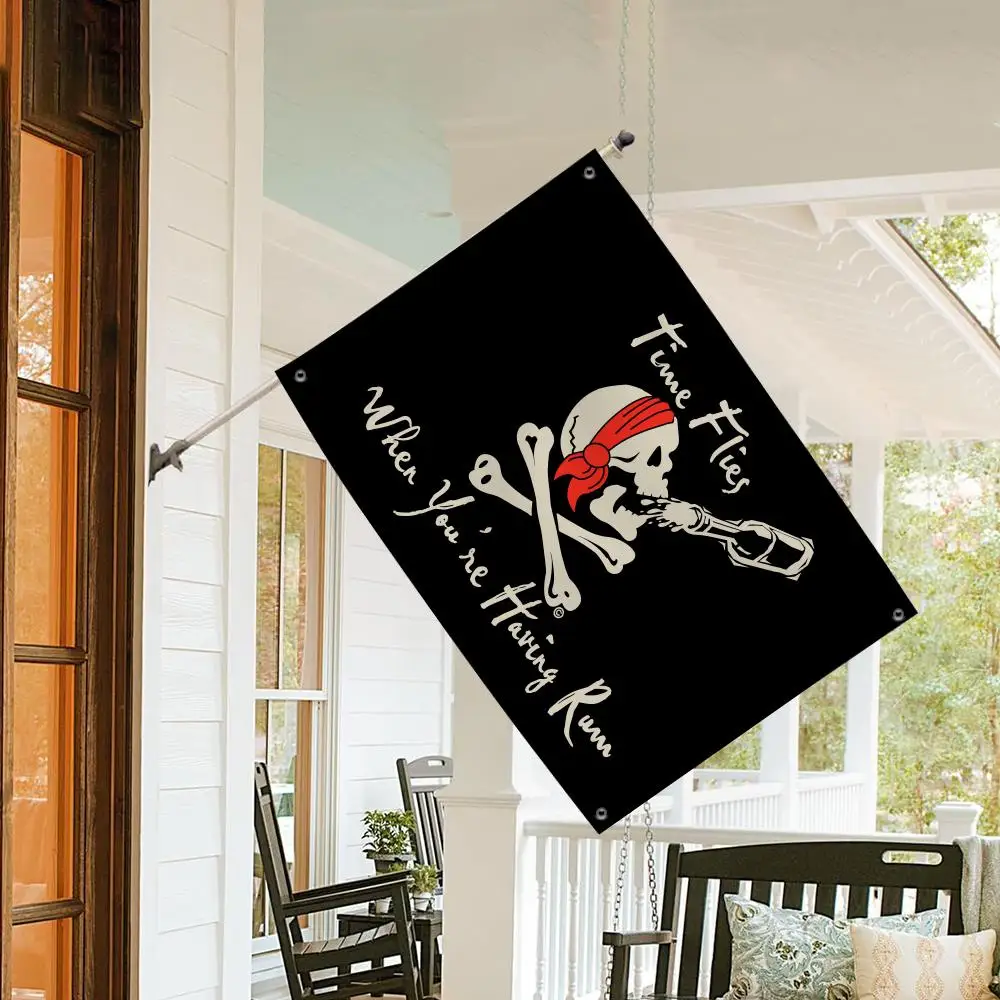 Jolly Roger Pirate NAME YOUR Flags 3x5 Ft Custom Banner For Garage Door Room Decor Wall Out Decoration With Metal Buckle