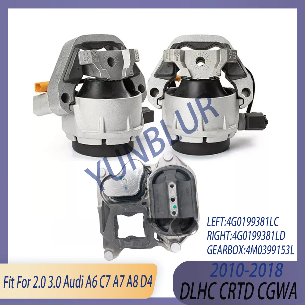 3x Engine Motor Gearbox Mount Bracket Left or Right Fit 2.0 3.0 L 10-18 For Audi A6 C7 A7 A8 D4 3.0T 4G0199381LC 4G0199381LD TDI