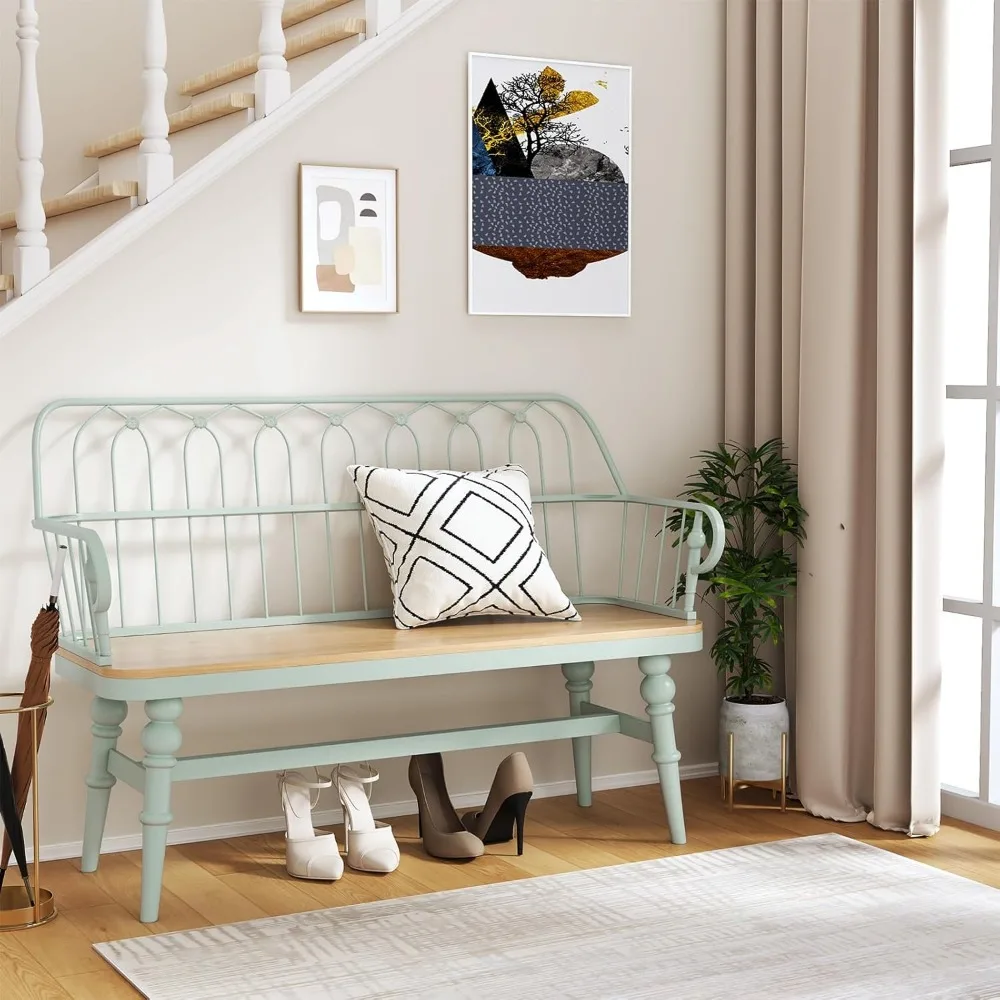 

Entryway Bench,Spindle Back Wooden Dinning Bench, Farmhouse Foyer Bench for Entryway, Living Room, Dinning Room