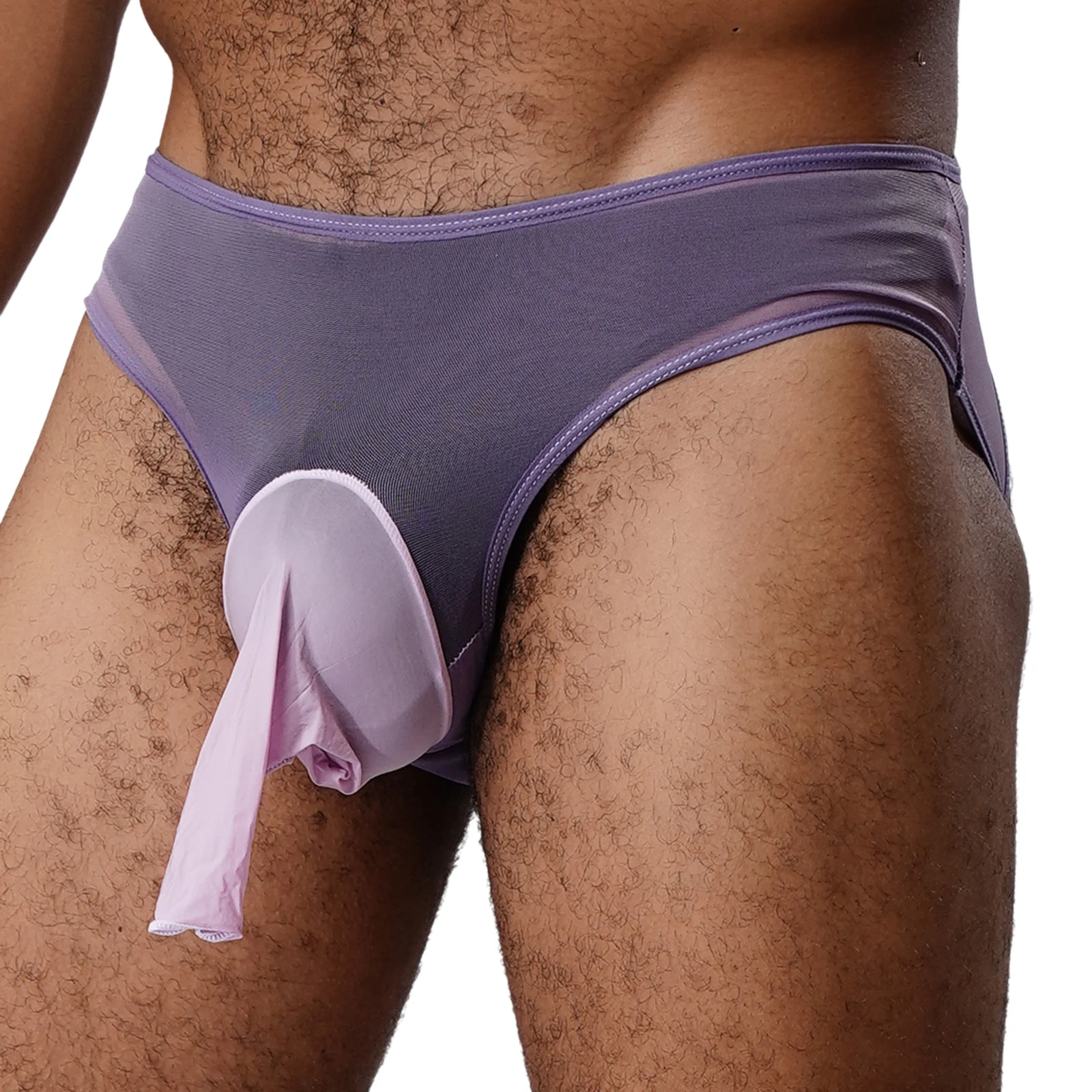 Bragas sexis con lazo para hombre, ropa interior transparente con espalda en T y trasero calado, calzoncillos con funda con apertura de tiro bajo de malla transparente