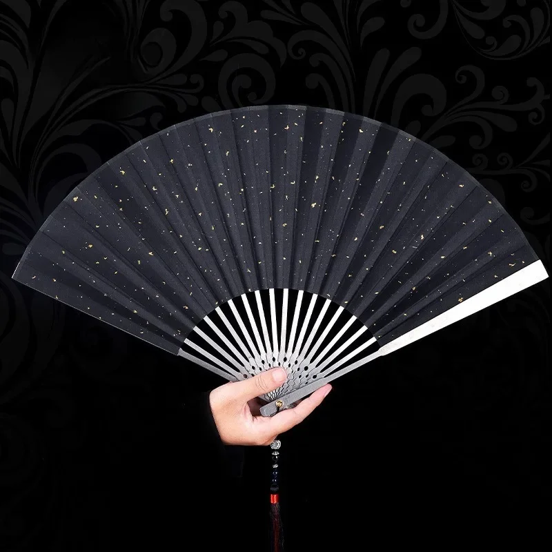 9.5-inch metal folding fan Ancient type aluminum alloy fan protection non-titanium alloy fan gift