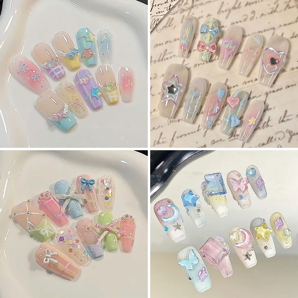 

New Sweet Girl Y2K Dopamine Girl Wearing Armor Cute Sweetheart Macaron Color Wearing Nail Art Pure Handmade Detachable Nail Art