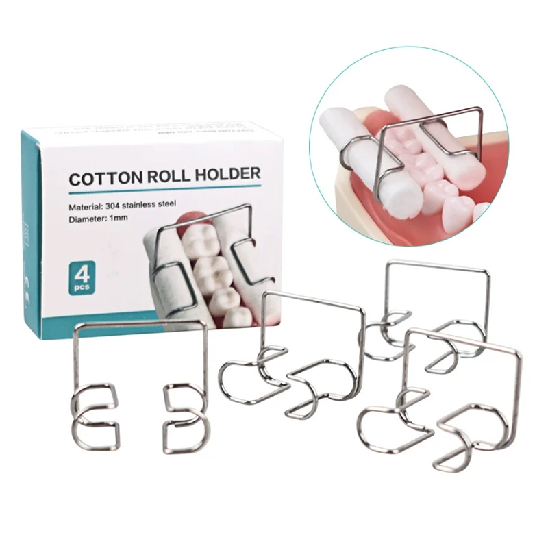 4pcs/box Azdent Dental Cotton Roll Holder Clip  Stainless Steel Tool Clinic Ortho Lab Supplies Cotton Holder
