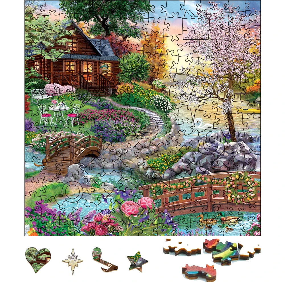 Montanha Wooden House Jigsaw Puzzle, Jogo de tabuleiro, Cenário Puzzle, Brinquedos para o Natal, Presentes Festiva