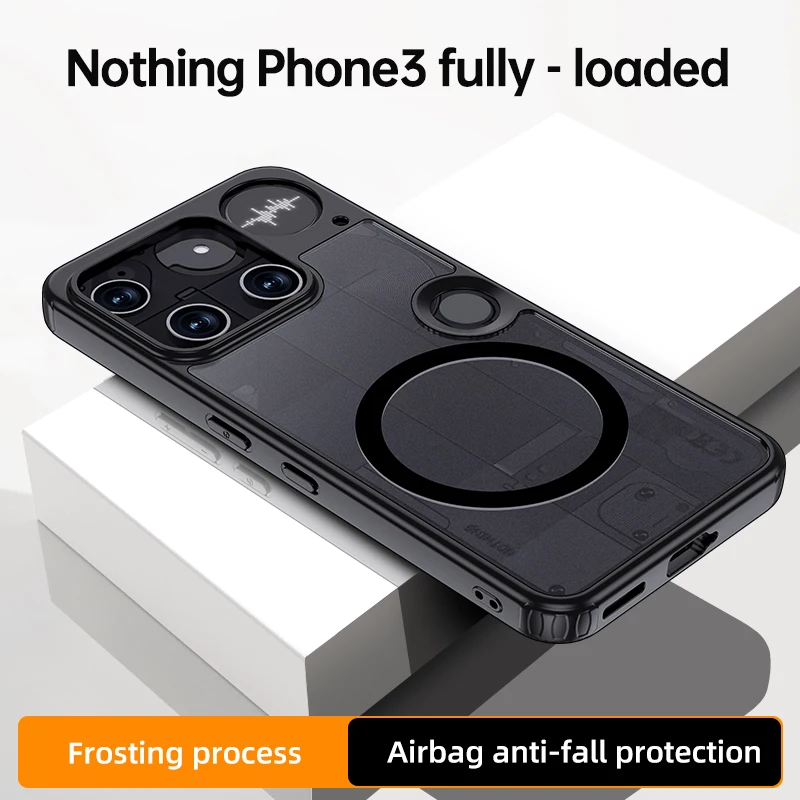 Fundu For Nothing Phone 3 чехол ELVEV Magnetic Crystal Matte PC TransparentTPU Anti-fingerprint Cover nothingフォン3 ケース