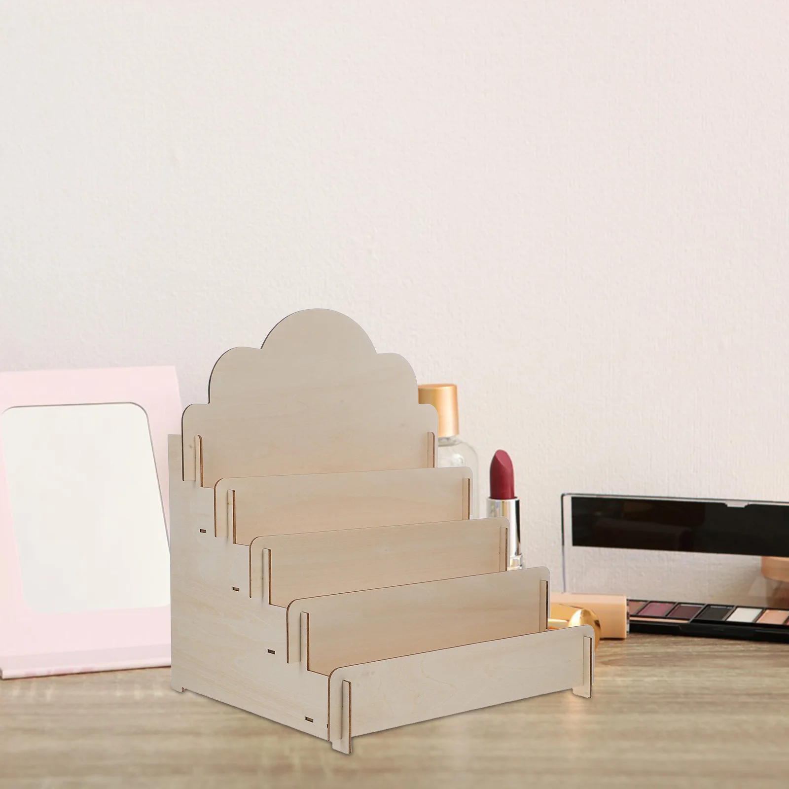 

Wooden Display Organizer Crafts Holder Stationery Tiered Display Stands For Vendor Events Shelf for Desktop Storage Solution