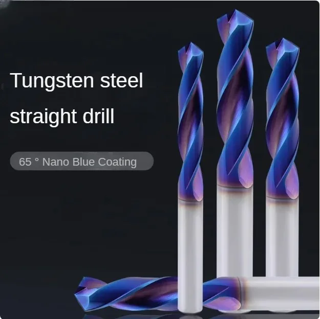 

65° tungsten steel drill, nano blue coating, super hard drilling, straight shank, integral carbide Fried Dough Twists drill 7-13